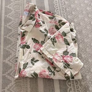 Men’s short sleeve button down - pink floral print